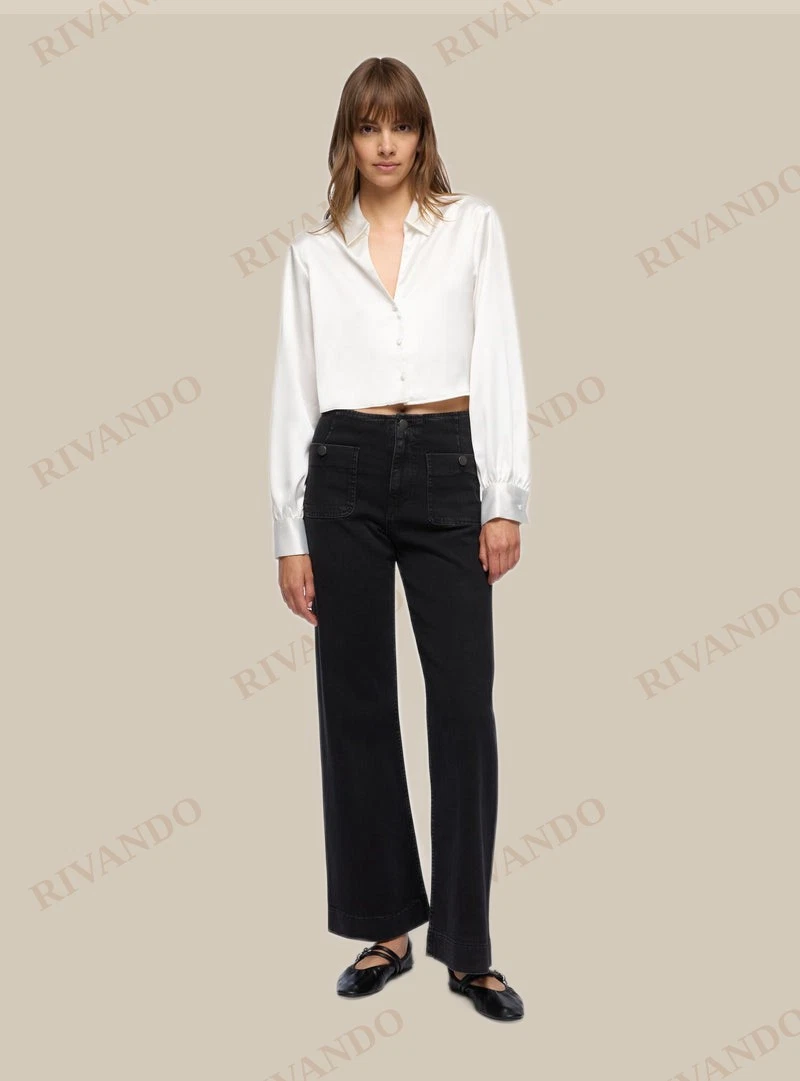 Jeans wide leg - Nero denim