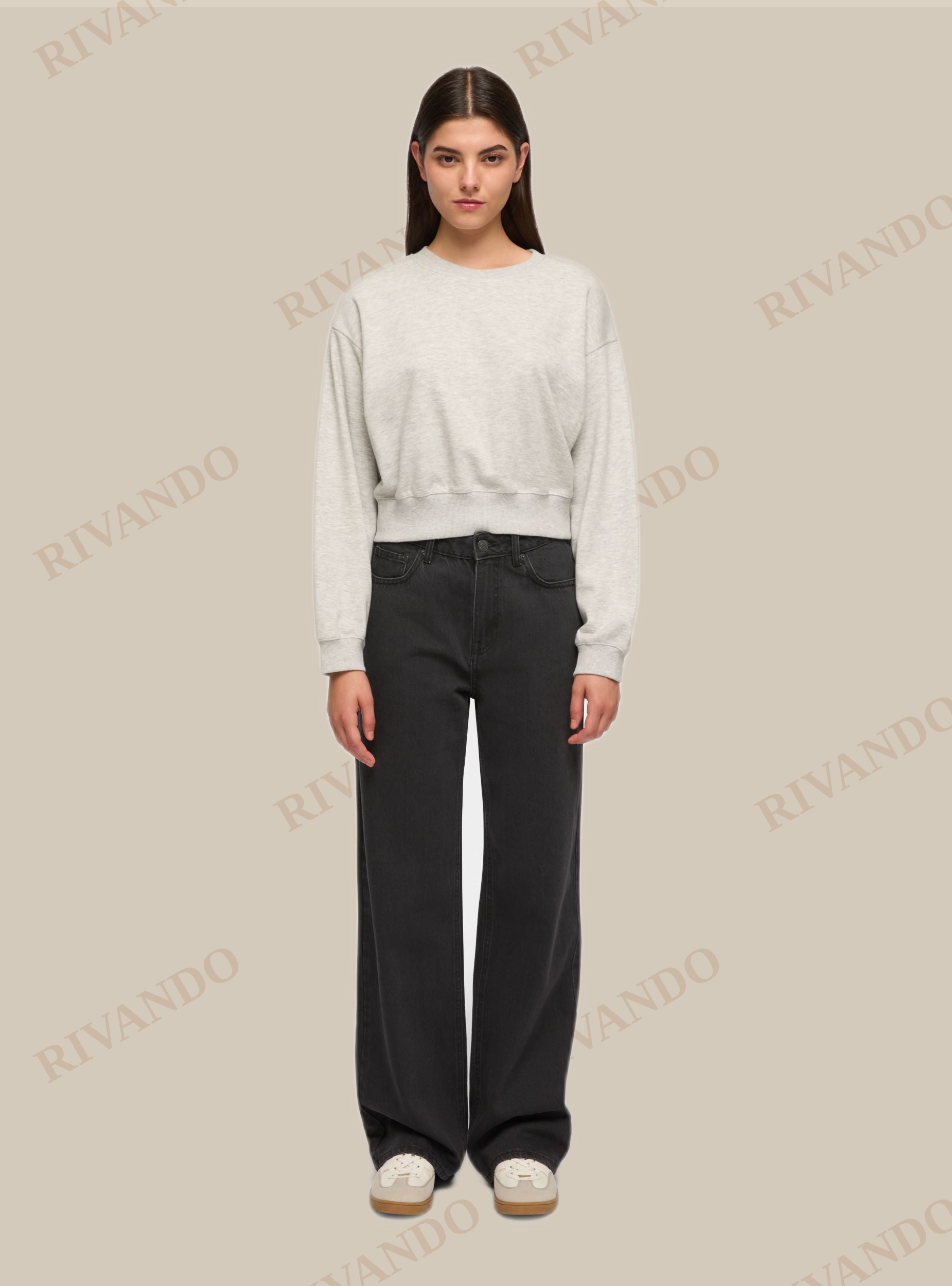 Jeans wide leg - Nero denim