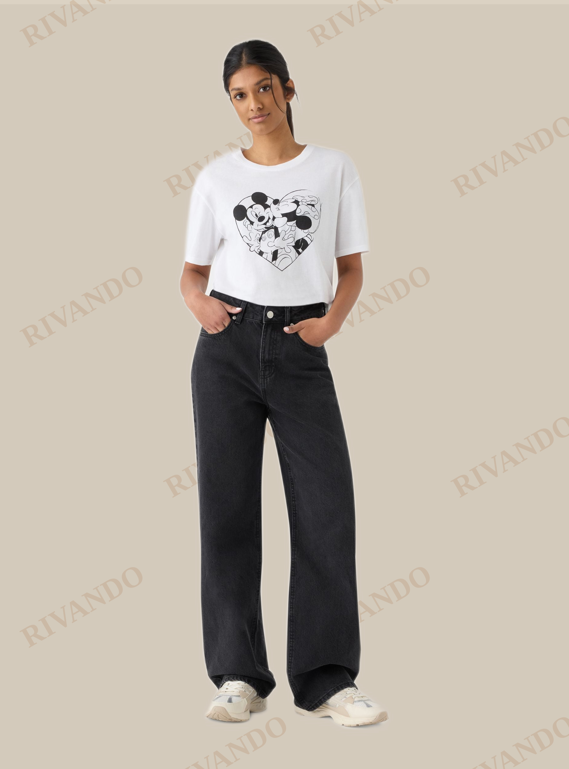 Jeans wide leg - Nero denim