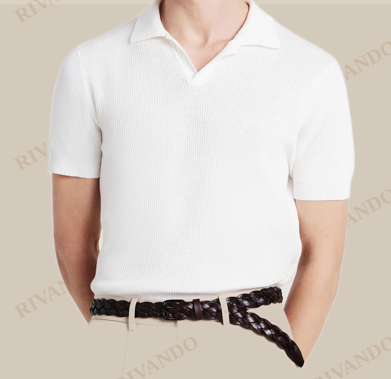 Polo bianca uomo regular fit senza bottoni - Calliope