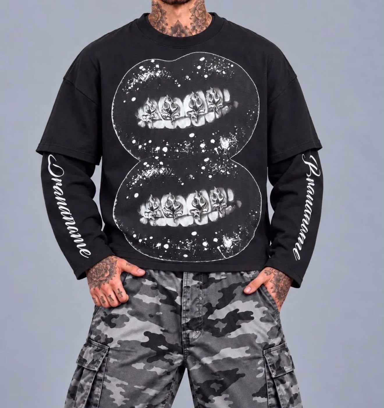 Longsleeve nera con stampa