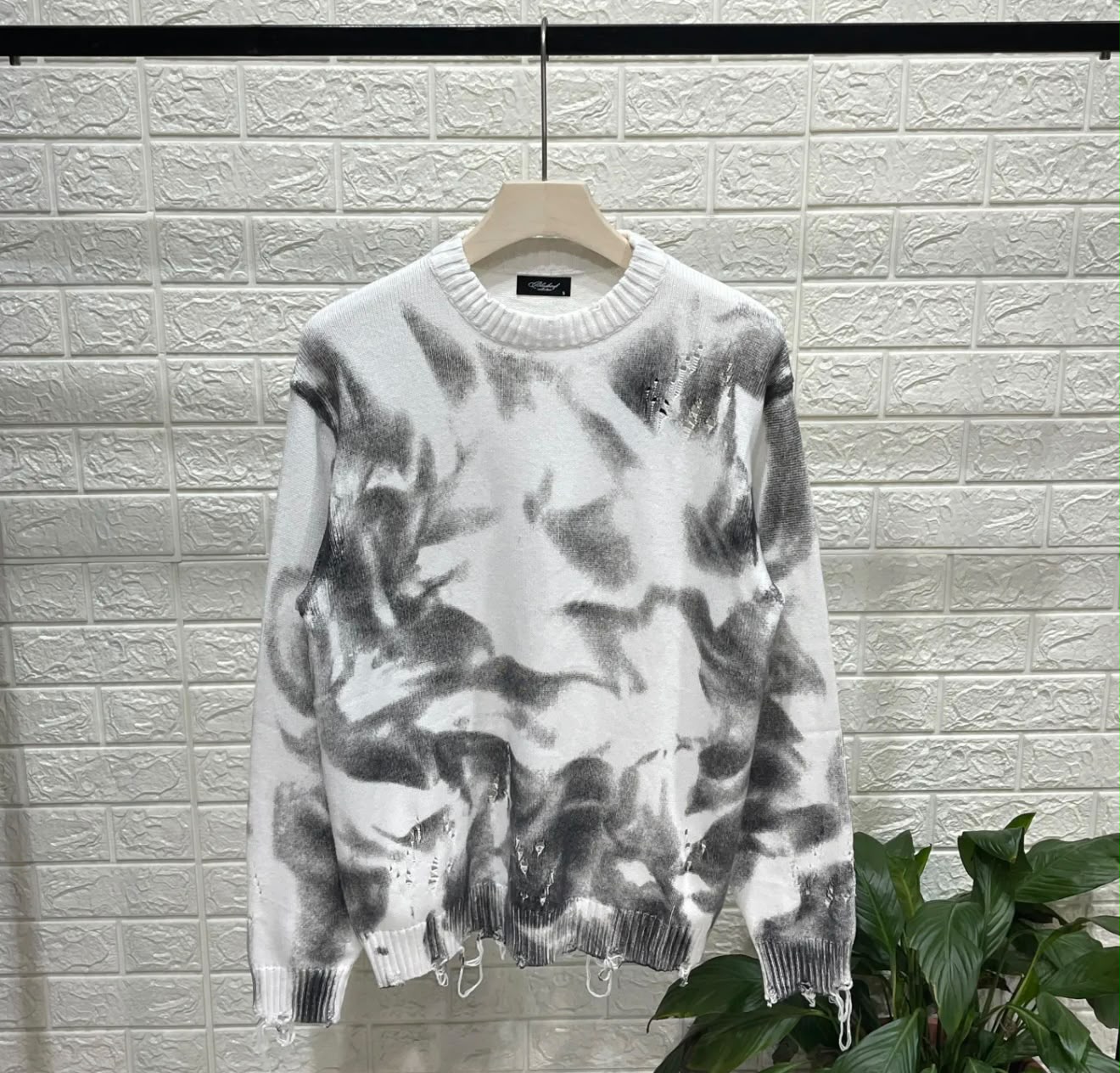 Maglione Oversize Streetwear "Smoke" – Effect & Distressed